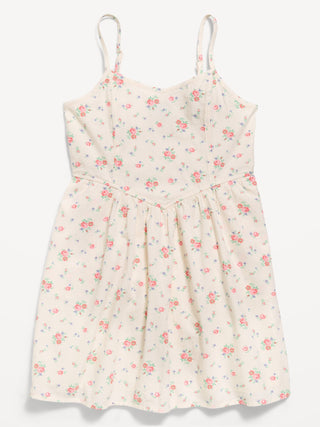 Vestido estampado sin mangas y con vuelo para niñas.