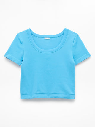 Girls' Ribbed Crew Neck Sports T-shirt