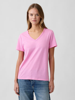Camiseta Manga Corta Cuello V de Algodón