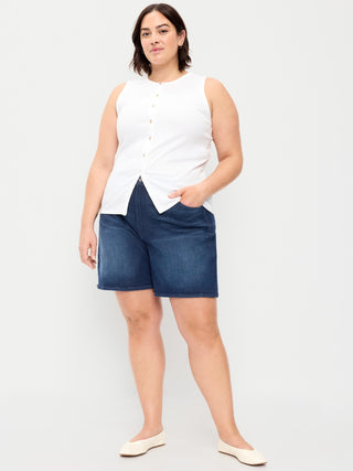 Shorts vaqueros Wow de cintura alta, entrepierna de 7 pulgadas.