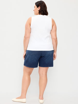 Shorts vaqueros Wow de cintura alta, entrepierna de 7 pulgadas.