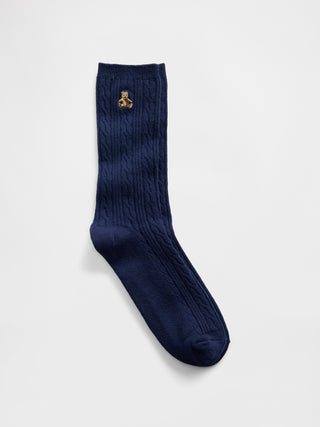 Calcetines de punto trenzado con osito Brannan.