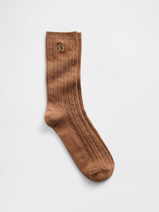 Calcetines de punto trenzado con osito Brannan.