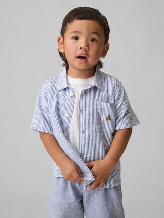 Camisa de lino y algodón para bebé y niño pequeño.