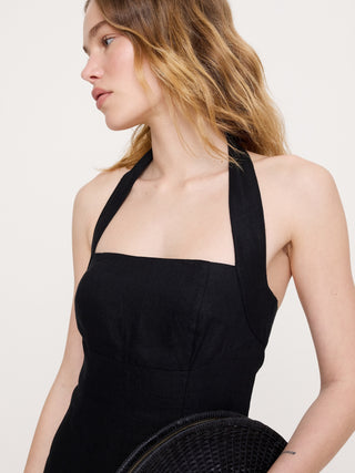 Vestido midi halter de lino.
