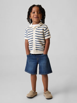 Shorts holgados sin cierres de mezclilla ultrasuave para bebés y niños pequeños.
