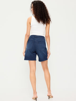 Shorts vaqueros Wow de cintura alta, entrepierna de 7 pulgadas.