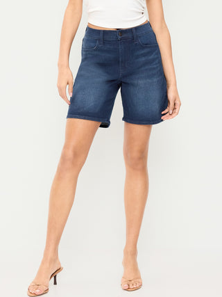Shorts vaqueros Wow de cintura alta, entrepierna de 7 pulgadas.
