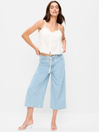 Vaqueros culotte holgados de talle medio.