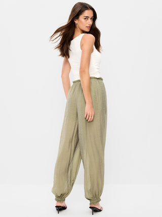 Pantalones harén de gasa de cintura alta.