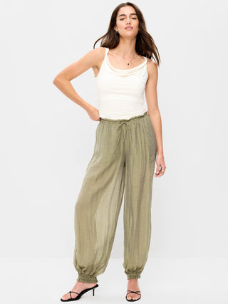 Pantalones harén de gasa de cintura alta.