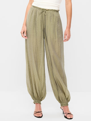 Pantalones harén de gasa de cintura alta.