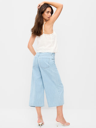 Vaqueros culotte holgados de talle medio.
