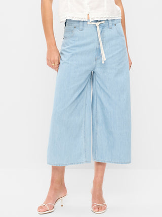 Vaqueros culotte holgados de talle medio.