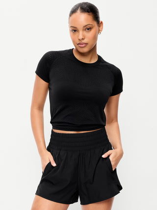 Camiseta corta con textura sin costuras.