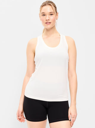 Camiseta sin mangas fluida con espalda cruzada ajustada y sin costuras.