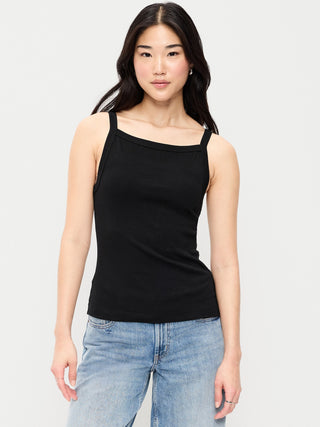 Camiseta sin mangas con delantal sin mangas ajustada.