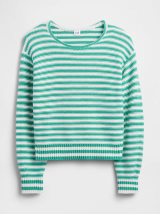 Jersey holgado con cuello vuelto y rayas.