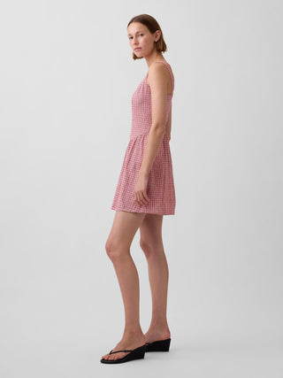 Minivestido de mezcla de lino con cintura caída.