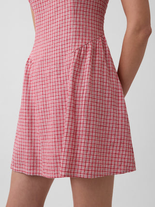 Minivestido de mezcla de lino con cintura caída.