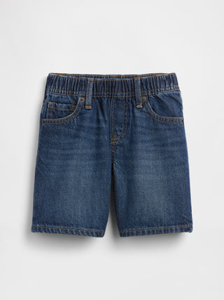 Shorts holgados sin cierres de mezclilla ultrasuave para bebés y niños pequeños.
