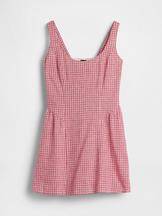 Minivestido de mezcla de lino con cintura caída.