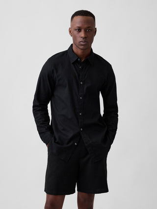 Camisa de mezcla de lino con corte estándar.