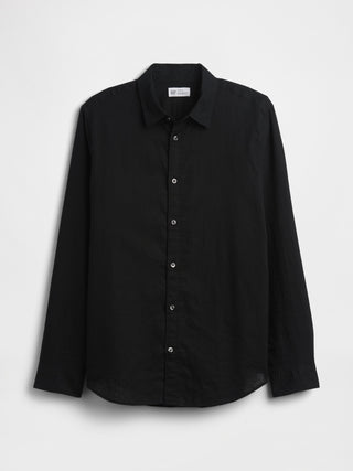 Camisa de mezcla de lino con corte estándar.