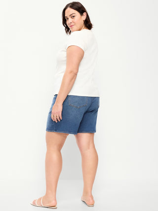 Shorts vaqueros Wow de cintura alta, entrepierna de 7 pulgadas.
