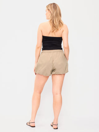 Shorts de popelina con dobladillo abullonado.