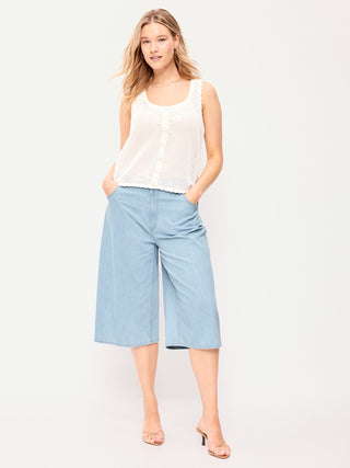 Vaqueros culotte holgados de talle medio.