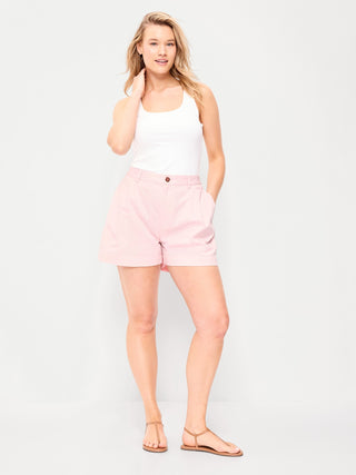 Pantalones cortos chinos OGC de cintura alta, entrepierna de 4 pulgadas.