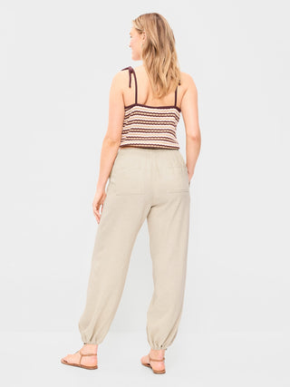 Pantalones utilitarios de mezcla de lino de talle medio.