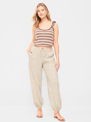 Pantalones utilitarios de mezcla de lino de talle medio.