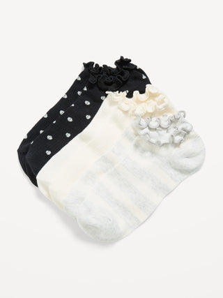 Pack de 3 calcetines tobilleros con borde de lechuga para mujer.