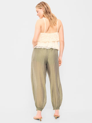 Pantalones harén de gasa de cintura alta.