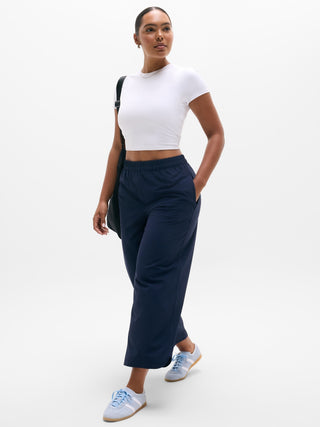 Pantalón Crop Talle Alto Detalle Raya