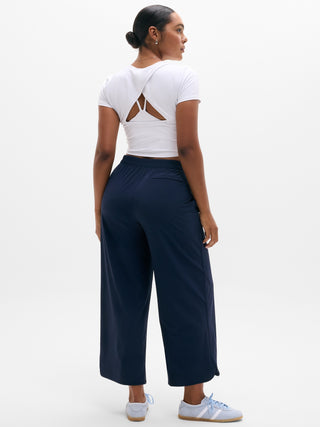 Pantalón Crop Talle Alto Detalle Raya
