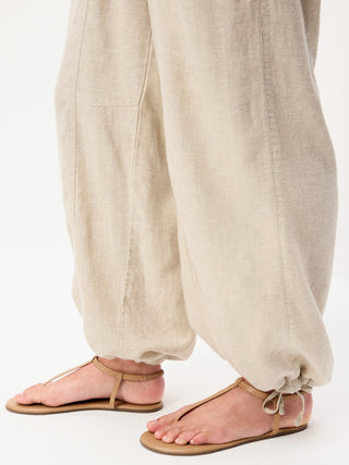 Pantalones utilitarios de mezcla de lino de talle medio.