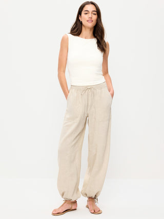 Pantalones utilitarios de mezcla de lino de talle medio.