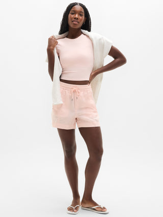 Short con Cintura Elástica de Lino