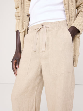 Pantalón de playa utilitario relajado de lino.