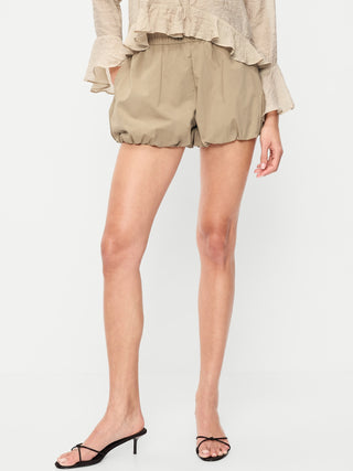 Shorts de popelina con dobladillo abullonado.
