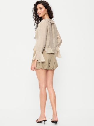 Shorts de popelina con dobladillo abullonado.