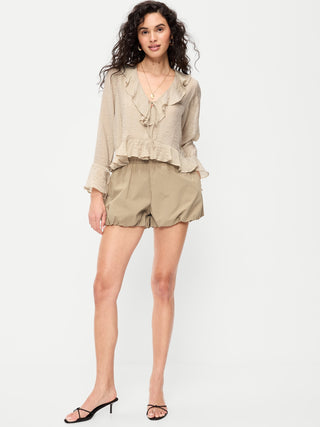 Shorts de popelina con dobladillo abullonado.