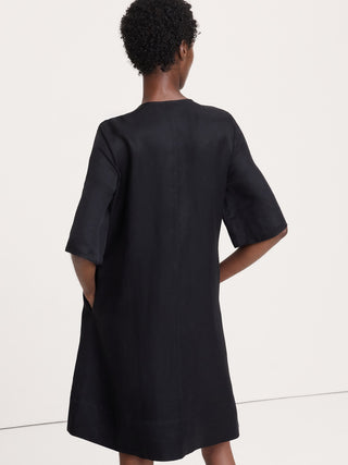 Viscose-Linen Scoop-Neck Mini Dress.