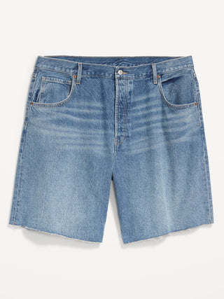 Pantalones cortos de mezclilla holgados de talle medio, entrepierna de 9 pulgadas.