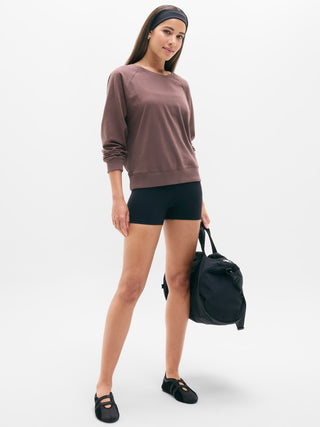 Sudadera aireada de felpa de algodón con cuello redondo.
