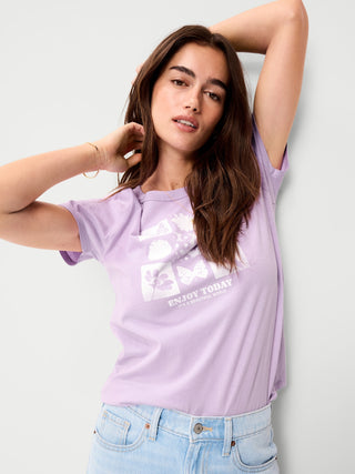 Camiseta con gráfico y logo de cuello redondo EveryWear.