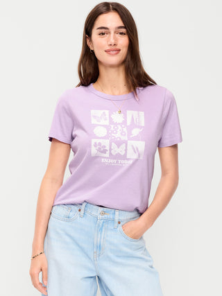 Camiseta con gráfico y logo de cuello redondo EveryWear.